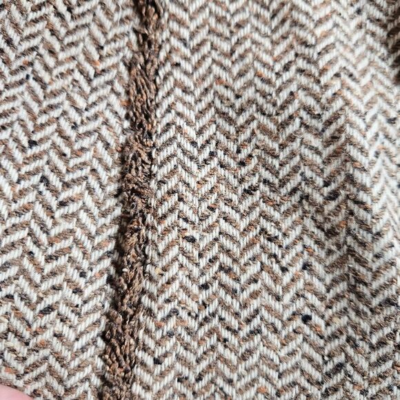 Vintage Ann Taylor LOFT Silk Wool Tan Brown Herringbone Tweed A-Line Skirt 4P - Picture 6 of 7